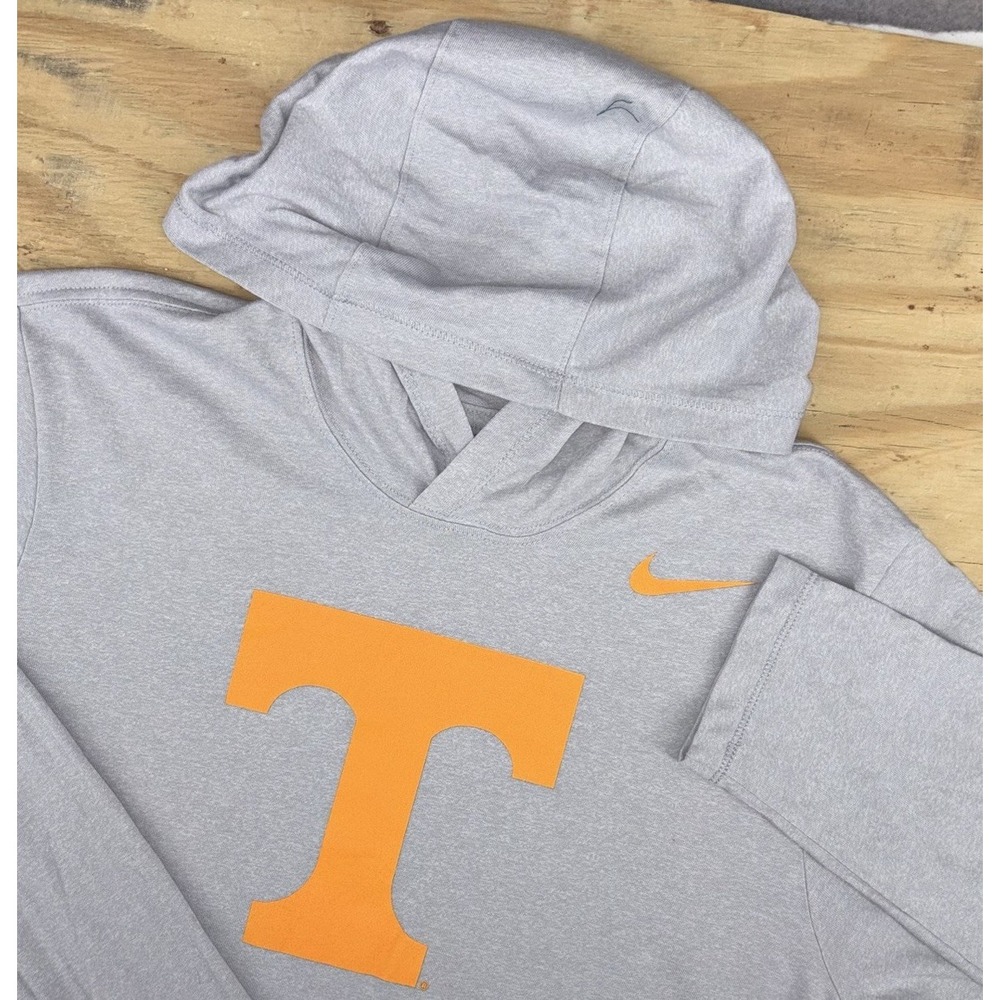 Nike Mens Medium Gray Long Sleeve Hoodie Tee T-shirt Tennessee Volunteers Vols